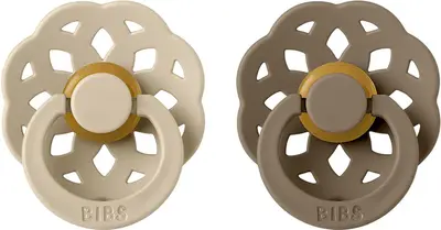 BIBS Boheme Natural Rubber Size 2: 6+ months pacifier Vanilla / Dark Oak 2 pcs