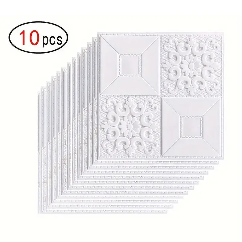 Self-adhesive Ceiling Decoration Veneer Kit, 3D Carving Foam Wallpaper, TV Background Wall Stickers, Bedroom Wallpapers, Home...