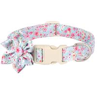 Floral Print Dog Collar with Safety Buckle, Cute Bowknot Decor Pet Collar, Durable Fashionable Pet Collar for Small Medium Do...