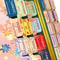 Bible Tabs, 75pcs/set Colorful Flowers Pattern Bible Index Tabs, Peel-and-stick Laminated Bible Tabs for Home School Dormitor...