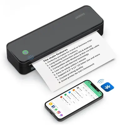 JADENS Portable Printers Wireless for Travel, Support 8.5 X 11 US Letter, Bluetooth Thermal Printer Compatible with Phone...