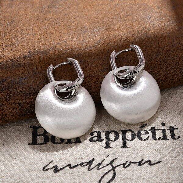 Flat Round Brass Hoop Earrings for Women