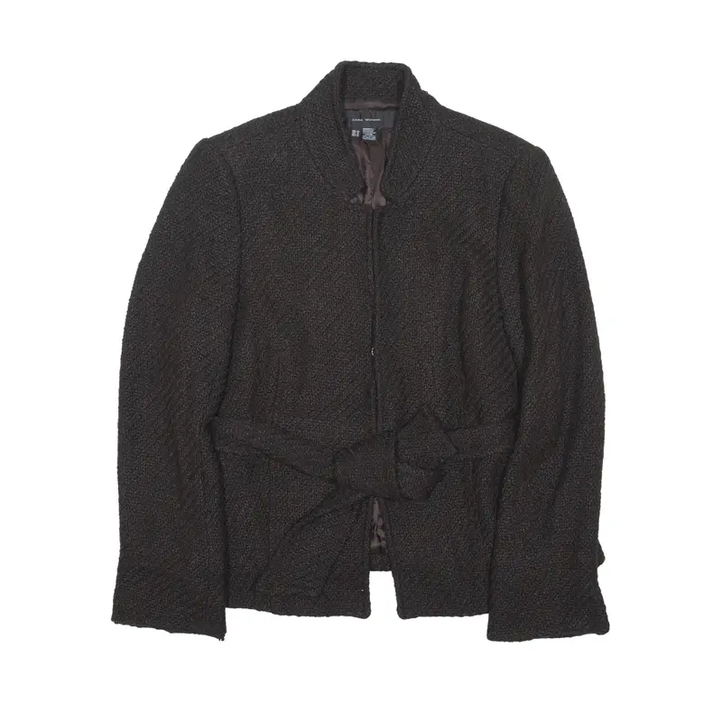 ZARA WOMAN Knitted Blazer Jacket Brown Wool Womens M
