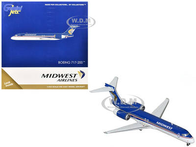 Boeing 717-200 Commercial Aircraft Midwest Airlines (N920ME) Blue and White 1/400 Diecast Model Airplane by GeminiJets