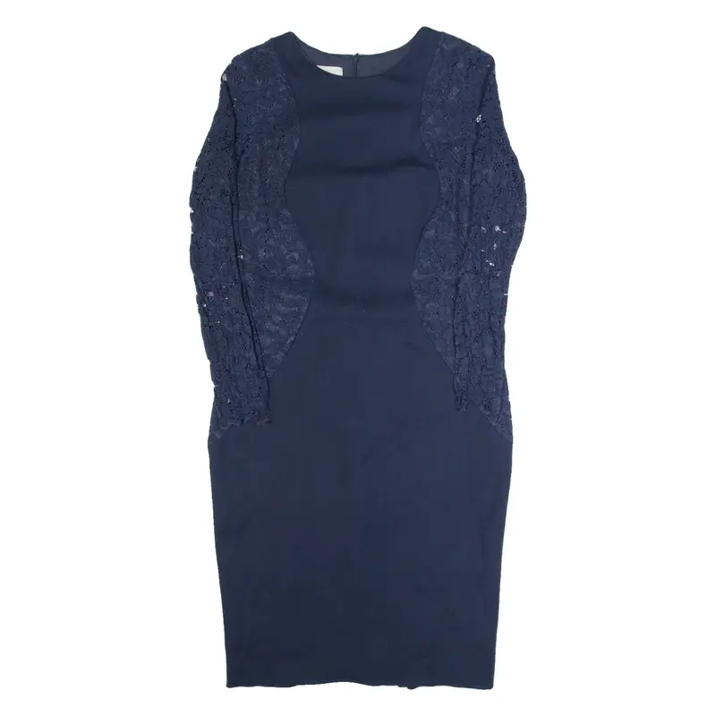 HOBBS LONDON Womens Bodycon Dress Blue Long Sleeve Knee Length UK 12