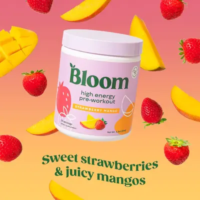 Bloom Nutrition High Energy Pre-Workout Powder (30 Servings) - Natural Caffeine, Amino Acids & Focus Support for Endurance