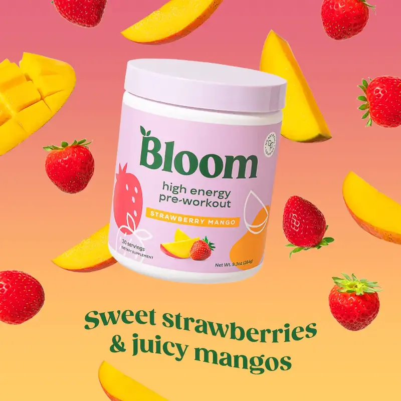 Bloom Nutrition High Energy Pre-Workout Powder (30 Servings) - Natural Caffeine, Amino Acids & Focus Support for Endurance