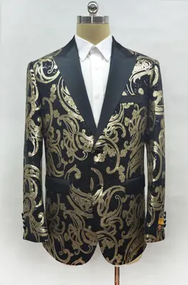 big and tall mens tuxedos - Black and Gold Tuxedo