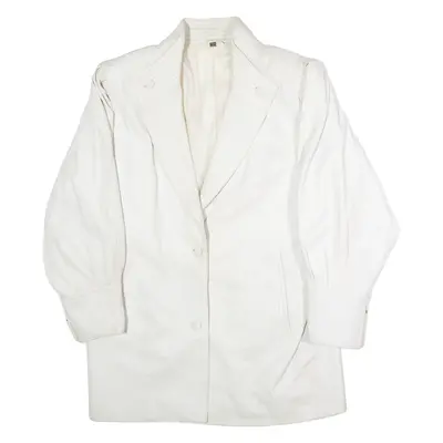 C&A Womens Blazer Jacket White Leather 90s UK 14