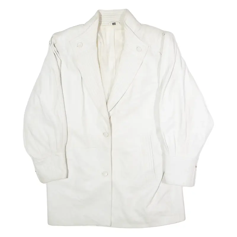 C&A Womens Blazer Jacket White Leather 90s UK 14