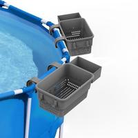 Poolside Storage Basket, Pool Basket with Cup Holder, Above Ground Pool Accessories (2 Sets) Organiser Light Grey