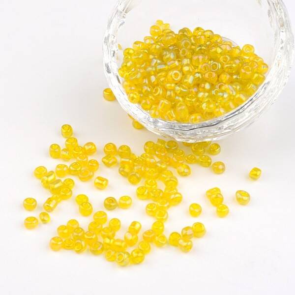 6/0 Transparent Rainbow Colours Round Glass Seed Beads