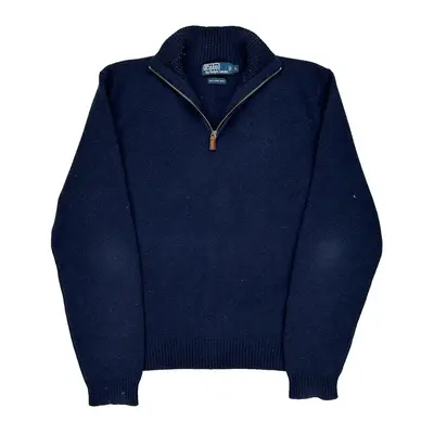 Polo By Ralph Lauren 1/4 Zip - Large Navy Wool