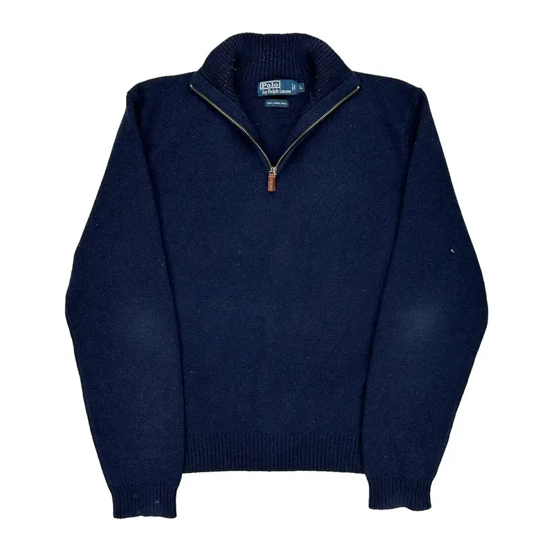 Polo By Ralph Lauren 1/4 Zip - Large Navy Wool