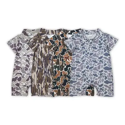 SR2973-Summer Baby Camouflage Polo Onesie: Trendy Style for Little Ones