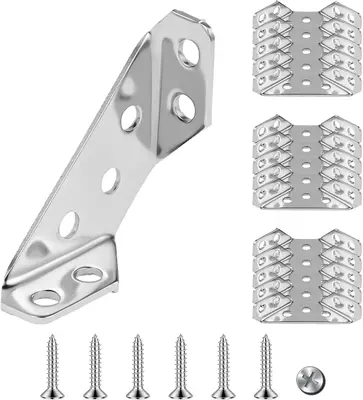 20PCS Universal Stainless Steel Corner Bracket, Premium Angle Bracket with Screws, Triangular Furniture Corner Connectors for...