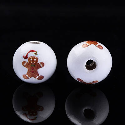 Painted Natural Wood Beads