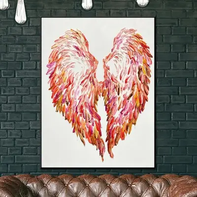 Large Painting On Canvas Angel Wings Wall Decor Red Abstract Painting Impasto Painting Acrylic Painting Original Oil Painting...