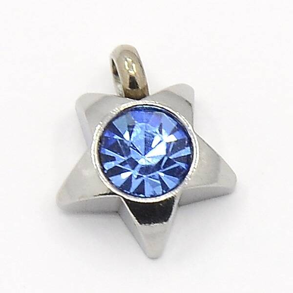 201 Stainless Steel Rhinestone Star Charm Pendants