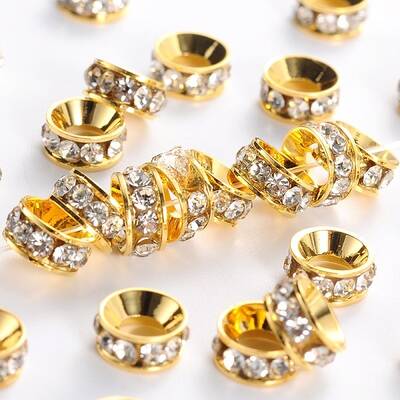 Brass Rhinestone Spacer Beads