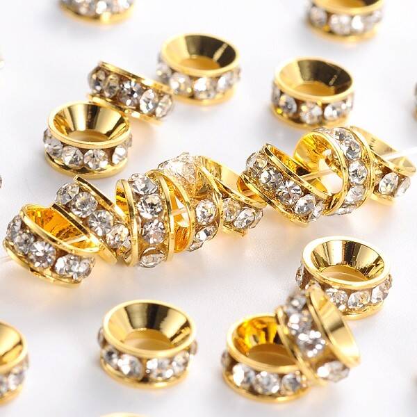 Brass Rhinestone Spacer Beads