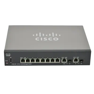 Cisco SF352-08-K9 | Small Business 350 Series SF352-08 8 x Ports 10/100Base-T + 2 x Ports Combo SFP Layer 2 Managed Fast Ethe...