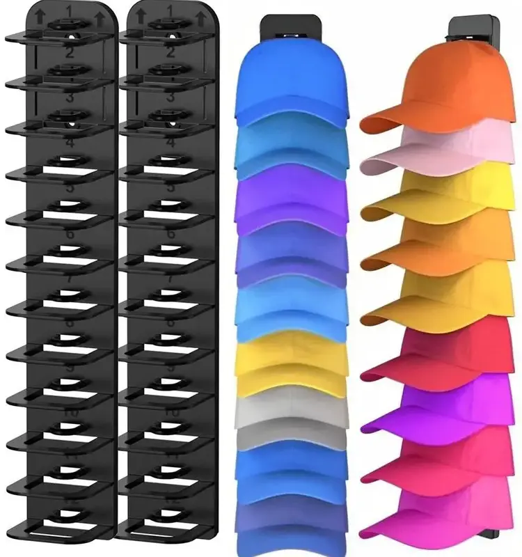 2 Upgraded Oversized Baseball Cap Organizers. Hold 24 caps, install easily without drilling. Ideal for closet doors, wardrobe...