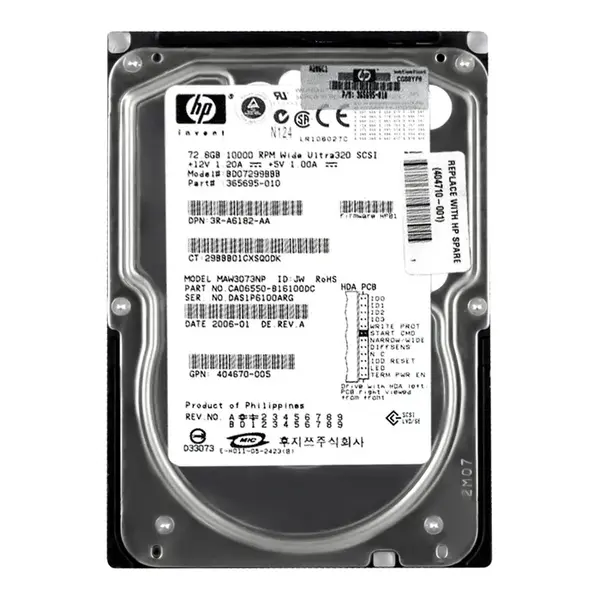 365695-010 HP 72.8GB Ultra-320 SCSI 10000 3.5-inch Hard Drive
