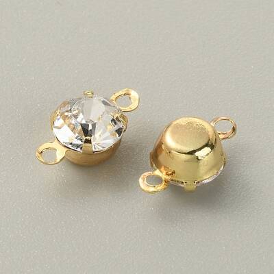 Brass Clear Cubic Zirconia Connector Charms