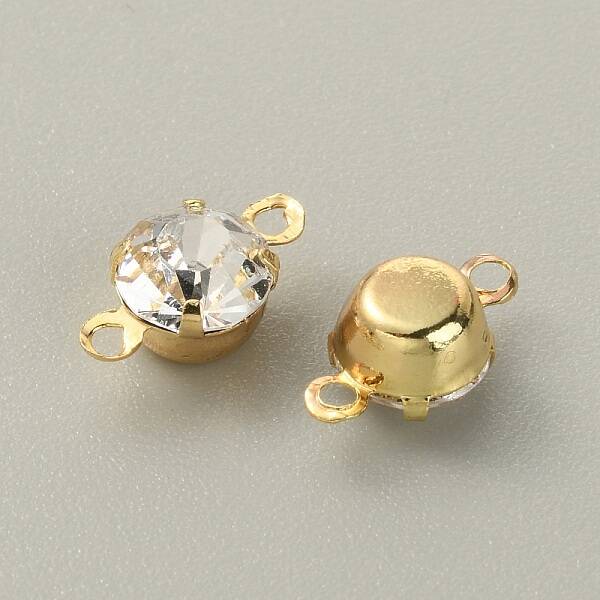 Brass Clear Cubic Zirconia Connector Charms
