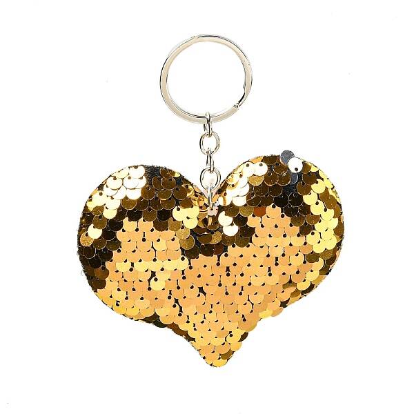PVC Reflective Sequin Heart Pendant Keychain