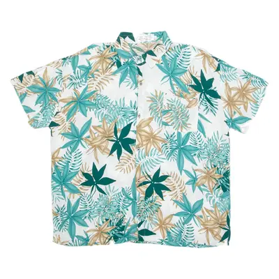 ANGKOR Mens Hawaiian Shirt Green Floral 2XL