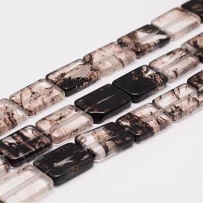 Synthetic Black Rutilated Quartz Bead Strands