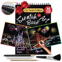 Scratch Art Book For Adults - Colorful City Series Scratch Art For Adults  | Scratch Painting Foil Art For Adults | Scratch A...