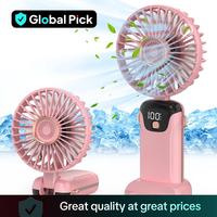 Father's Day Gifts, Electric Portable Handheld Fan, USB Rechargeable Fan with LED Display, 90° Foldable Desk Fan with Base, ...