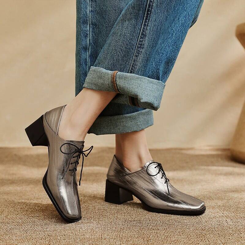 CHIKO Baylor Square Toe Block Heels Oxfords Shoes