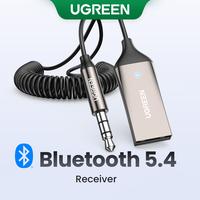 UGREEN Aux to Bluetooth 5.4 Adapter Wireless Receiver for Car Hands-Free with Built-in Microphone AUX 3.5mm Stereo Audio - De...