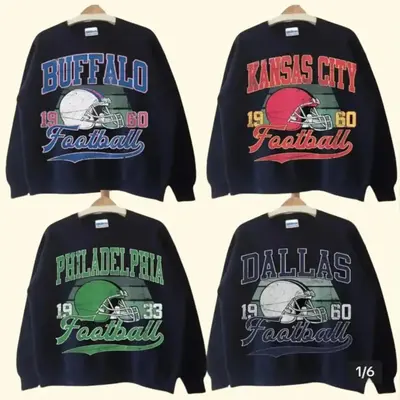 All Team Football Vintage Style Crewneck Sweatshirt, All Team Football Vintage Sweatshirt