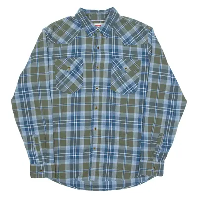 WRANGLER Mens Flannel Shirt Blue Check Long Sleeve L