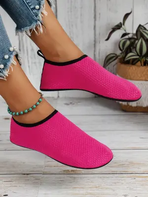Women's Fashion Textured Non-slip Water Shoes, 1 Pair Summer 2024 Casual Soft Comfortable Breathable Swim Shoes for Beach, Fa...