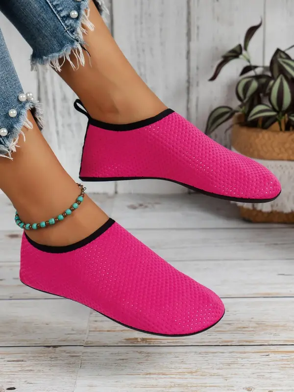 Women's Fashion Textured Non-slip Water Shoes, 1 Pair Summer 2024 Casual Soft Comfortable Breathable Swim Shoes for Beach, Fa...