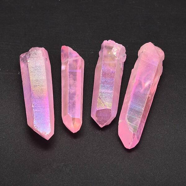 Dyed Nuggets Natural Electroplated Crystal Pendants