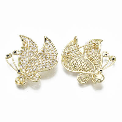 Brass Micro Pave Cubic Zirconia Brooch Findings