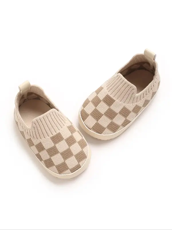 Baby's Plaid Pattern Slip on Flats, 2025 New Style Casual Comfortable Soft Sole Flat Shoes for Infant Toddler, Newborn Shoes ...