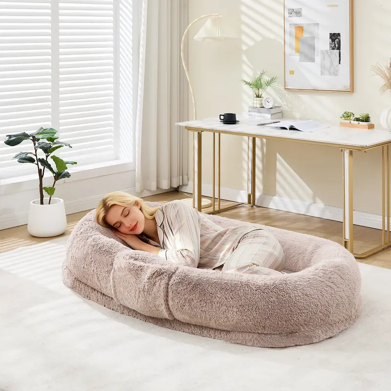 Garvee Orthopedic Memory Foam Dog Bed for Adults & Pets – Oversized Bean Bag Sofa, Washable Faux Fur Cover, Side Pocket, Wa...