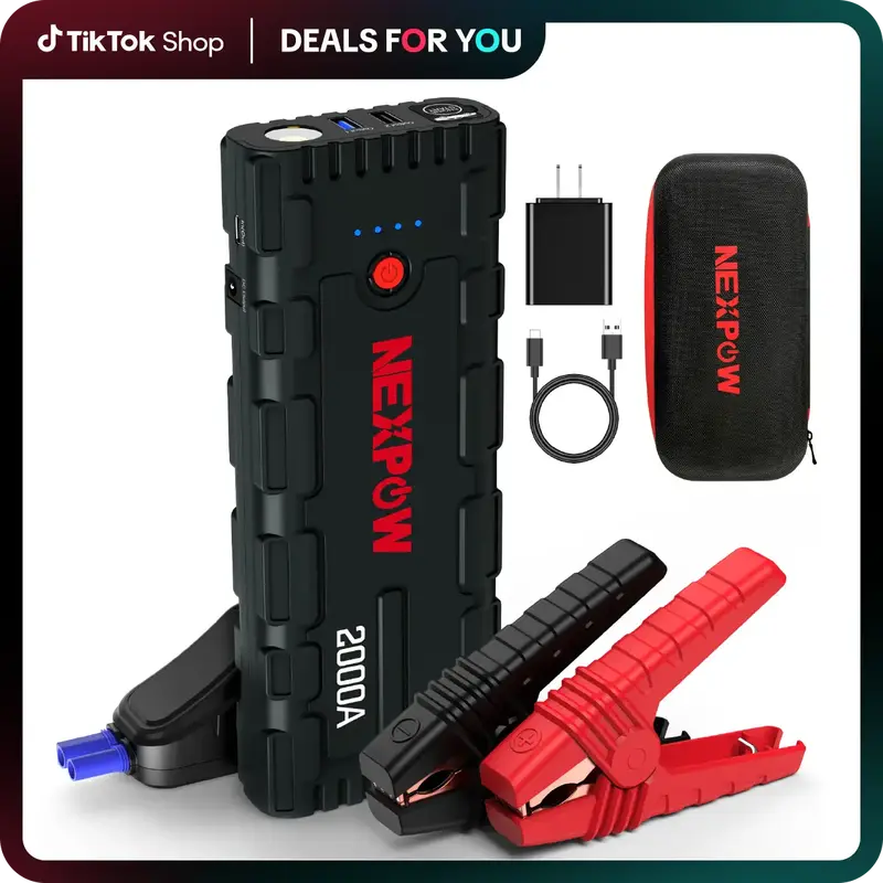 NEXPOW 2000A Jump Starter for Car Battery, 12V Portable Booster for Up to 7.0L Gas & 6.5L Diesel Engines, USB Quick Charge 3....