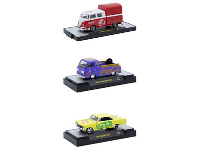 Coca-Cola Set of 3 pieces Release 53 Limited Edition to 10000 pieces Worldwide 1/64 Diecast Model Cars by M2 Machines