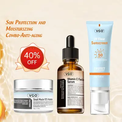 VGO Revitalize Your Skin Hydrating Skincare Kit Facial Cream Sunscreen Face & VC Serum for All-Day Protection & Glow -B