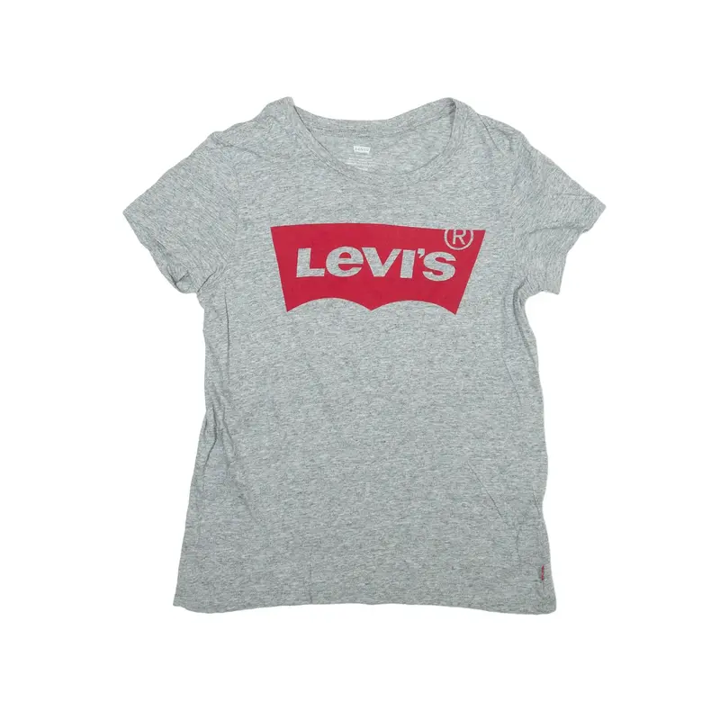 LEVI'S T-Shirt Grey V-Neck Short Sleeve Womens XS