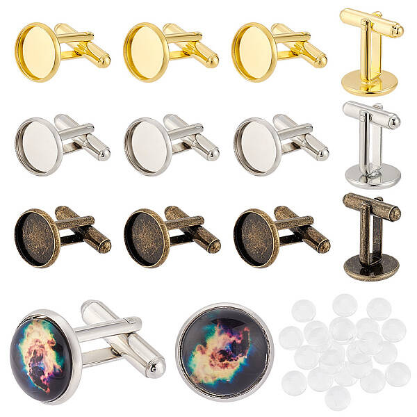 24Pcs 3 Style Rack Plating Brass Cufflinks